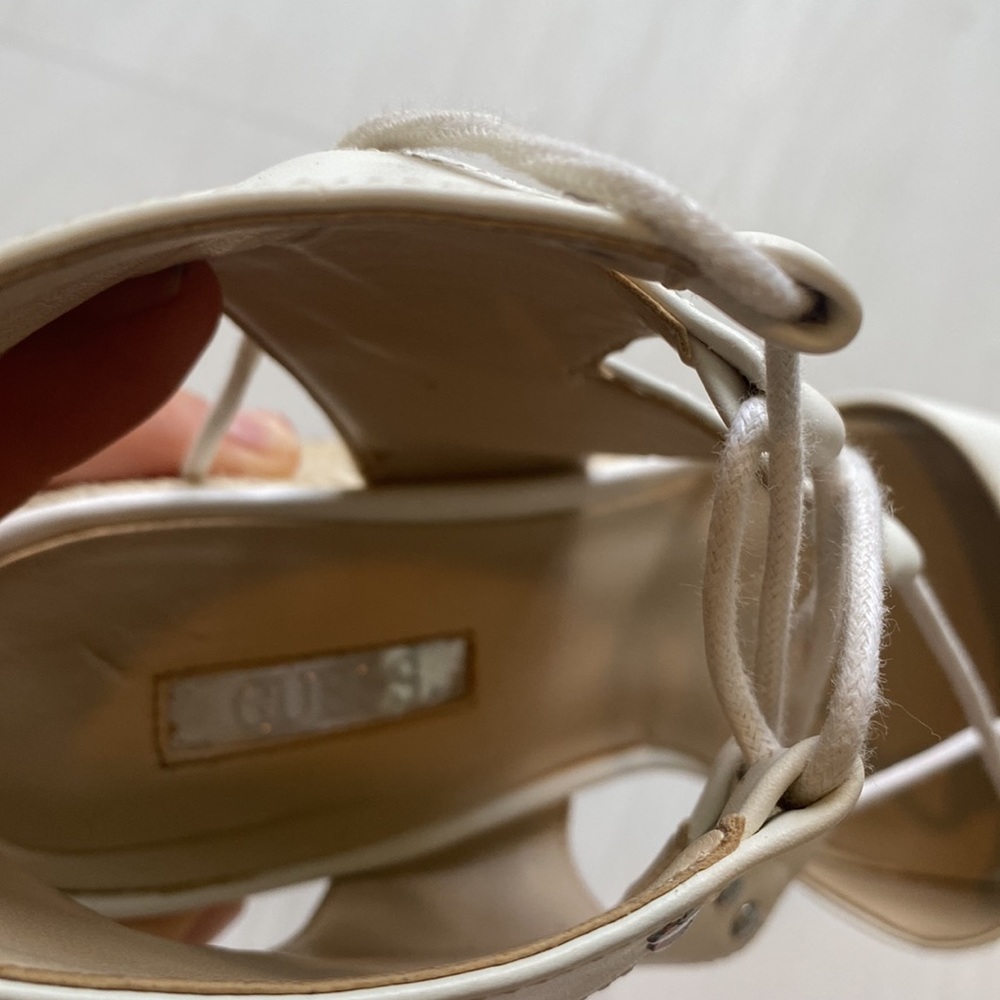Guess White Tie Tassel Wedges - Picture 4 of 5